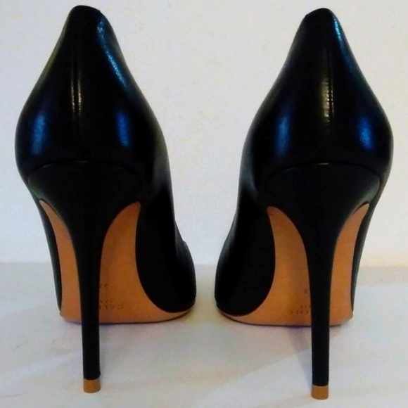 CÉLINE NEW 7.5 BLACK POINTED TOE LEATHER HEELS w BOX pumps womens - Picture 3 of 16